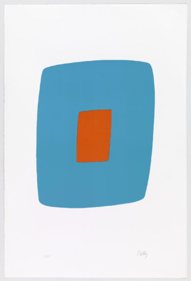 Ellsworth Kelly, Light Blue with Orange, 1964-65 Lithograph printed in colors 35 x 23 1/2 inches