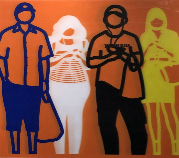 Standing People, Blue White Black Yellow, 2019   Lenticular acrylic panel 46 7/8 x 43 3/4 in.