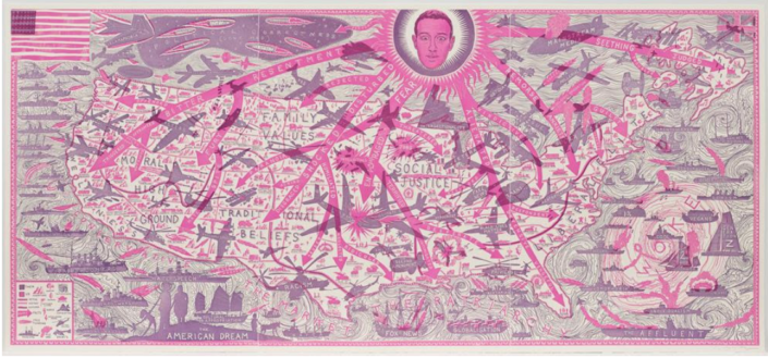 Grayson Perry (British, b. 1960) The American Dream (Pink & Purple), 2020 Etching 51 x 90 1/2 in